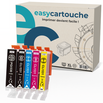 Pack 5 cartouches compatibles Canon PGI530/CLI531